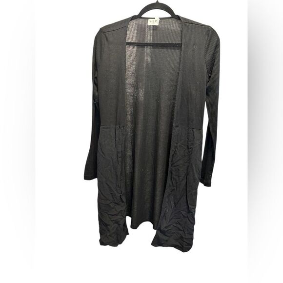 EUC H.I.P. Women’s Black Open Front Long Sleeve Lightweight Cardigan - Size XS - Picture 2 of 5